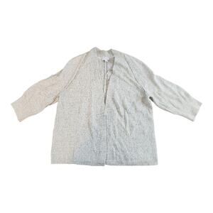 Pure J JIll cotton cardigan green cream knit open front sz small petite